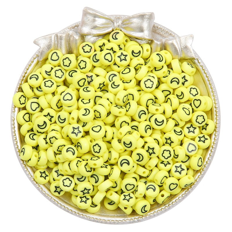 10mm Acrylic Smiley Face Beads, Yellow Smileys, Acrylic Jewelry
