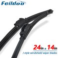 thumbnail image 1 of Feildoo 24"&14" Windshield Wiper Blades Bracketless All Season, High Quality, Clean Windscreen, Driver & Passenger, Front Left & Right, Set of 2, NO3109N, 1 of 7