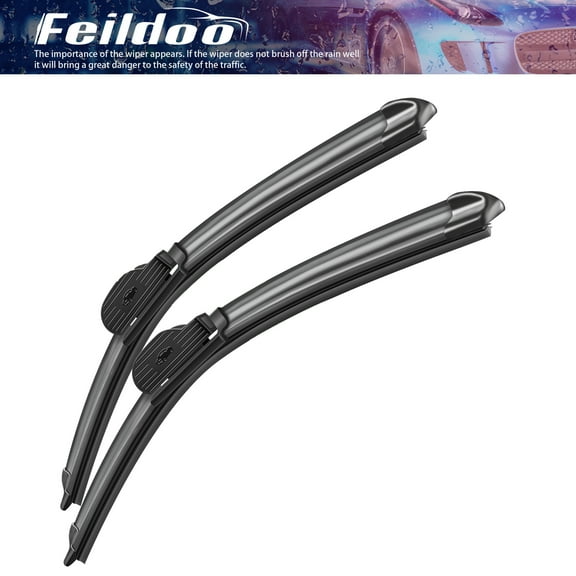 Feildoo 24"+18" Windshield Wiper Blades Fit For Alfa Romeo Giulia 2019 For Car Front Window, Bracketless Wiper with accessories, Pack of 2 PTB