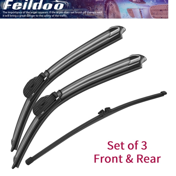 Feildoo 24+19+11W Front + Rear Wiper Blades Fit For BMW 330i 2017-2019, 3pcs for Front & Rear Windshield, Y26D243S