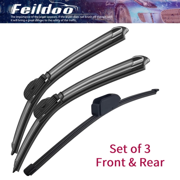 Feildoo 26+18+13X Front + Rear Wiper Blades Fit For Alfa Romeo Stelvio 2018-2019, 3pcs for Front & Rear Windshield, Y26D146S