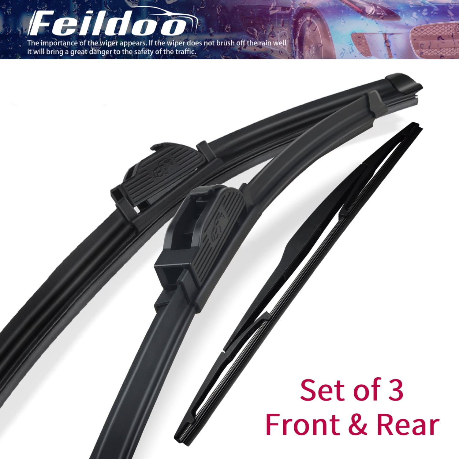 Feildoo 3PCS Wiper Blades Fit For Nissan ARIYA 2023, Front & Rear Windshield Wiper Blades, Y28H6T1S