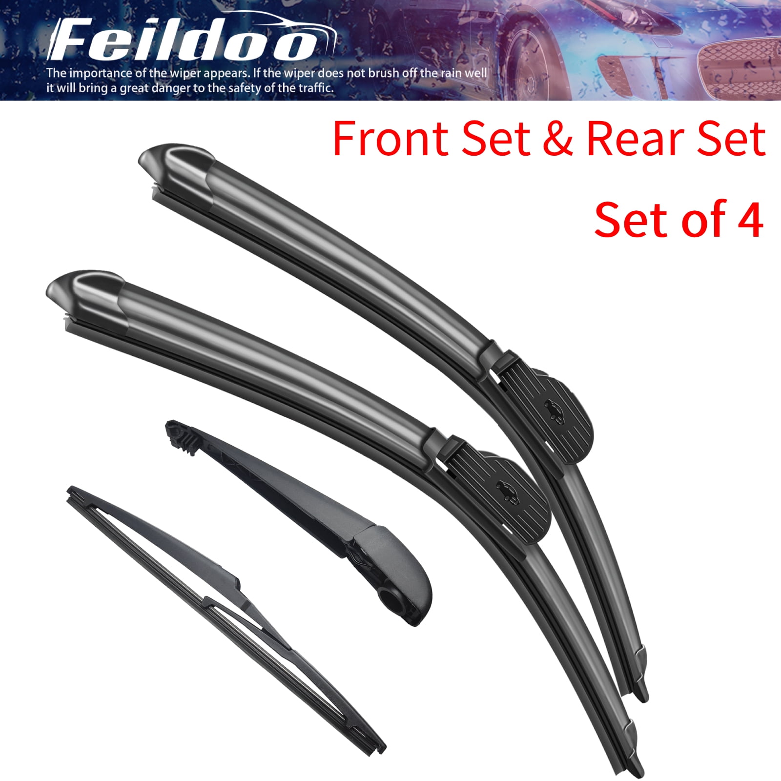 Feildoo 4 Wipers 26"+21"+14"+12" Windshield Wiper Blades Compatible with Lexus RX450h 2022-2018 Front Rear Wipers & Arm (Pack of 4),Y05X7P2W
