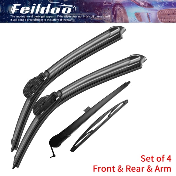 Feildoo 4PCS Windshield Wiper Blades Fit For Cadillac Escalade 2014-2007, Front and rear with arm, Y26L5K6G