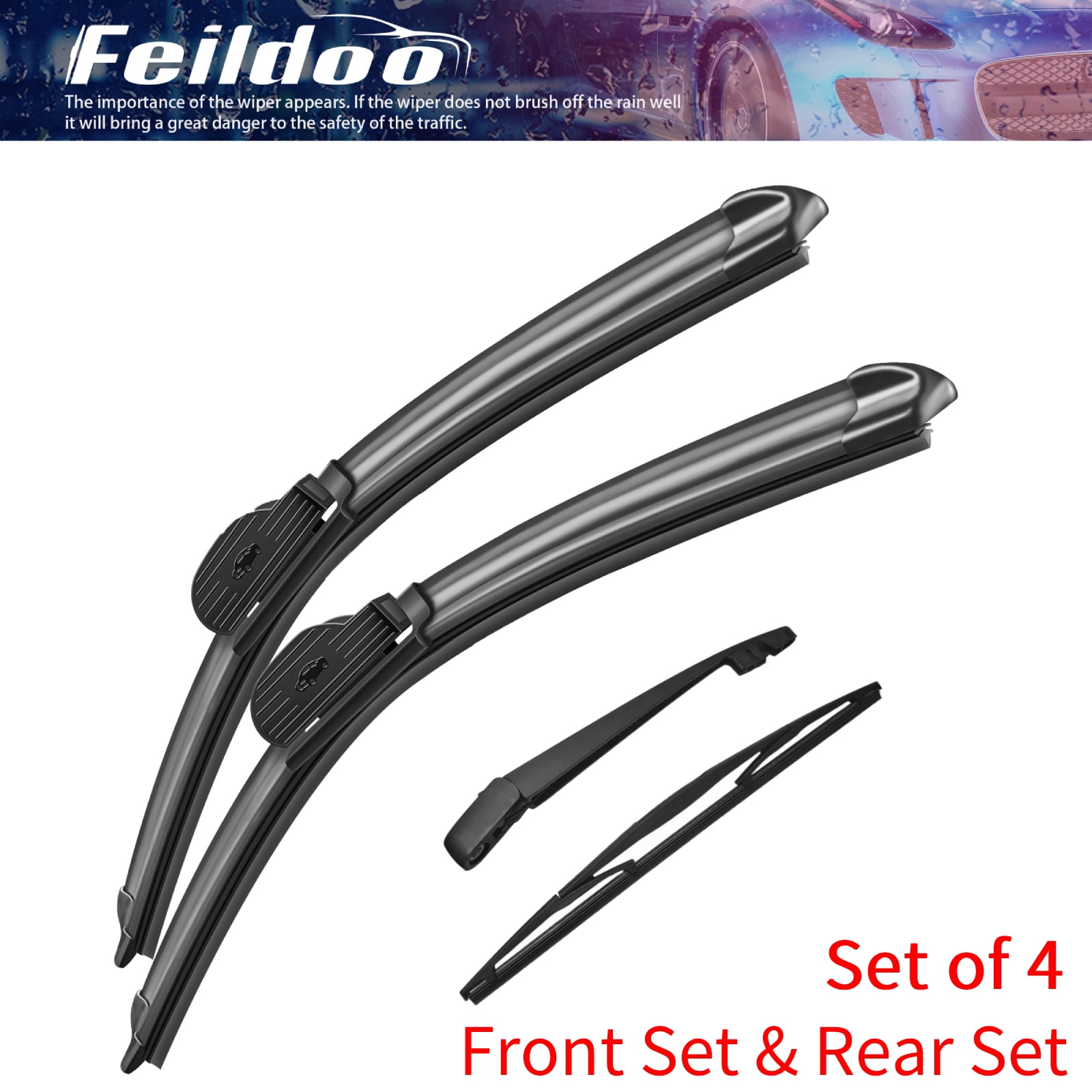 Feildoo 4PCS Windshield Wiper Blades Fit For Subaru Forester 2022-2019, Front and rear with arm, Y20L5E3G