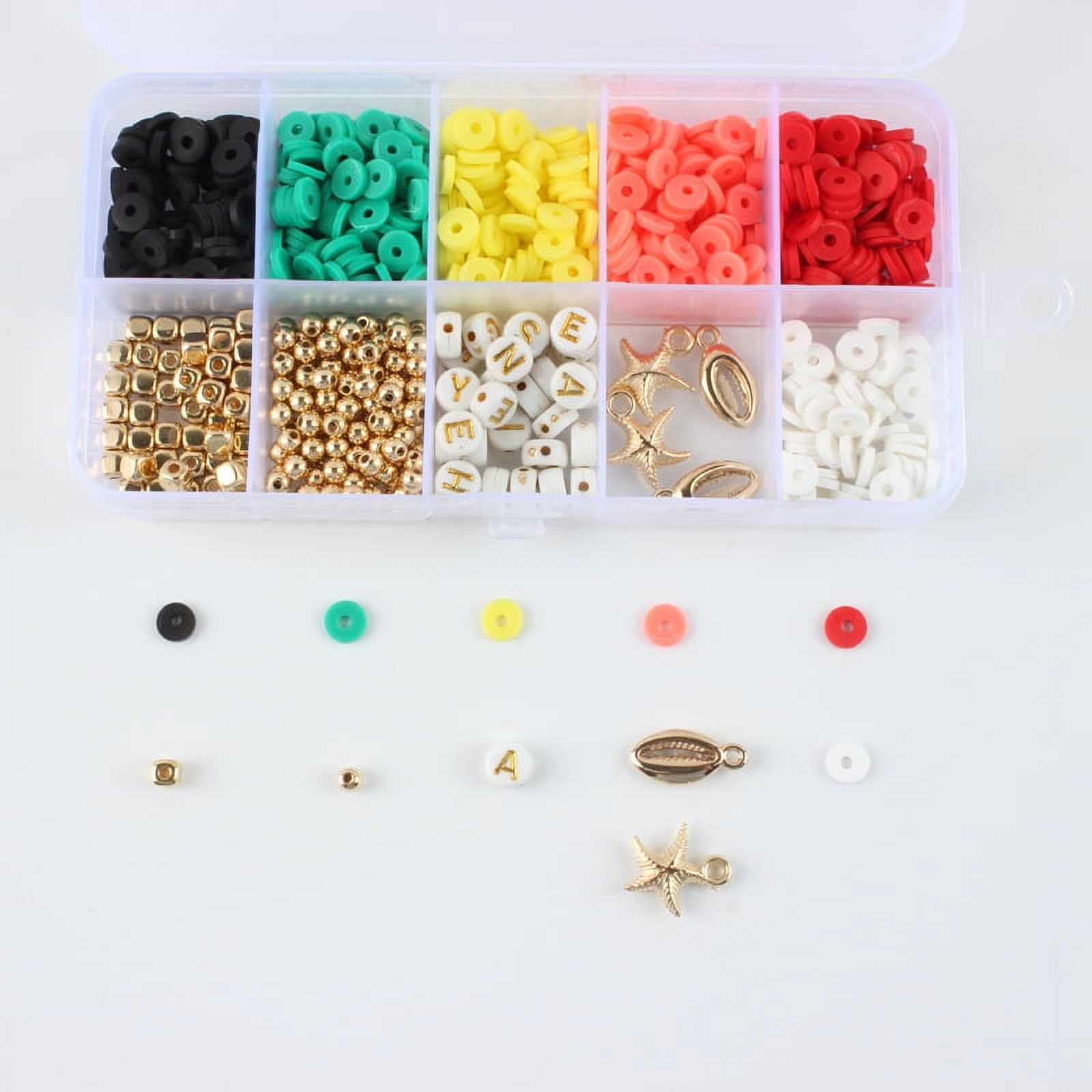 Bracelet Making Clay Beads Kit DISHIO Girls Jewelry Making Kit 2Boxes  24-Color 6000Pcs Polymer Flat Beads Kit for Jewelry&Bracelet Maker Kit with