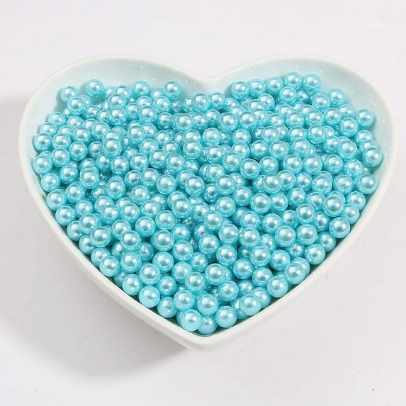 Feildoo Lake Blue Pearl Beads No Holes Plastic Pearl for Vase Filler, Jewelry Making, Table Scatter, Crafts, Wedding Birthday Party Decoration 6mm -100g