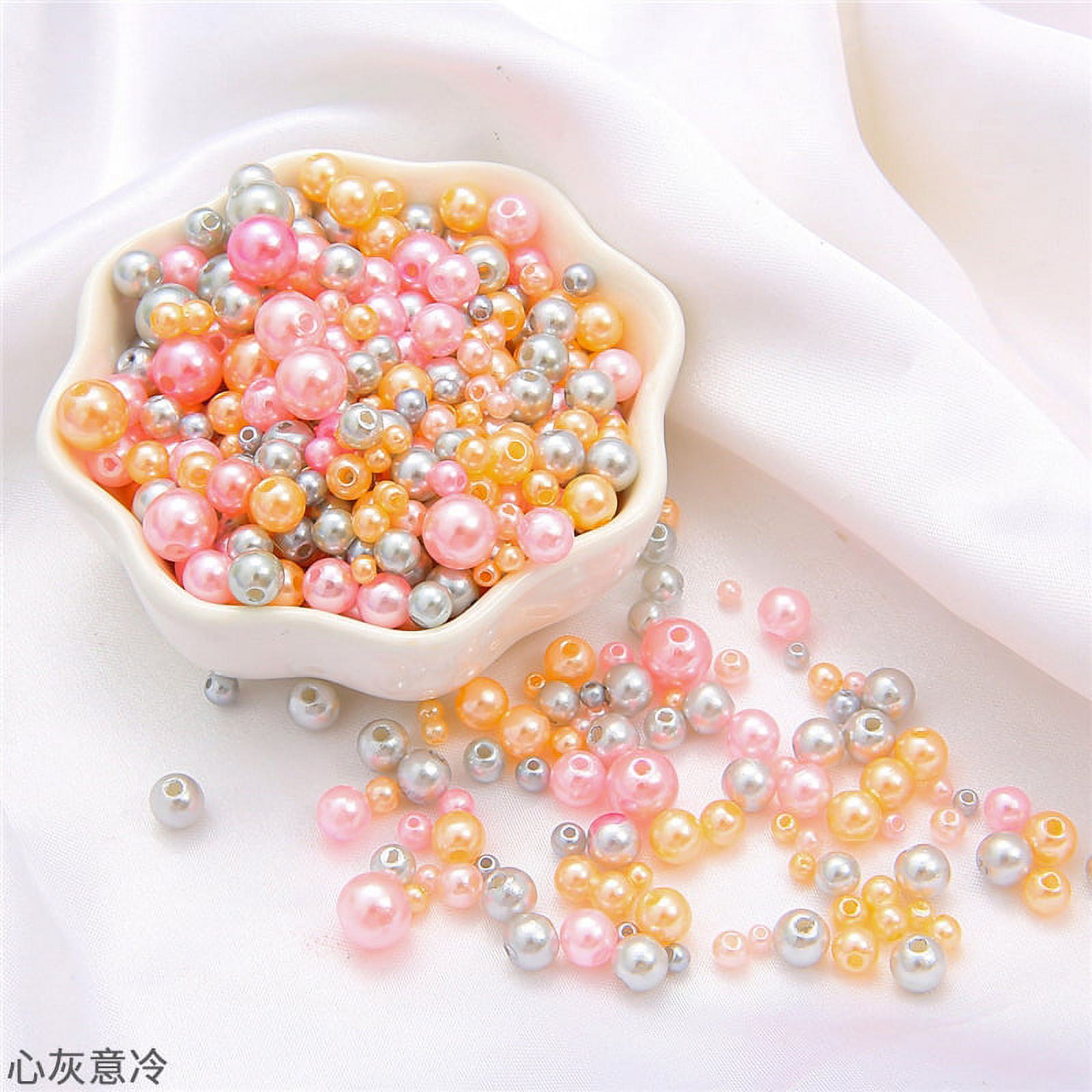 Feildoo ABS Faux Pearl Beads,750pcs 38mm Craft Beads Loose Pearls with