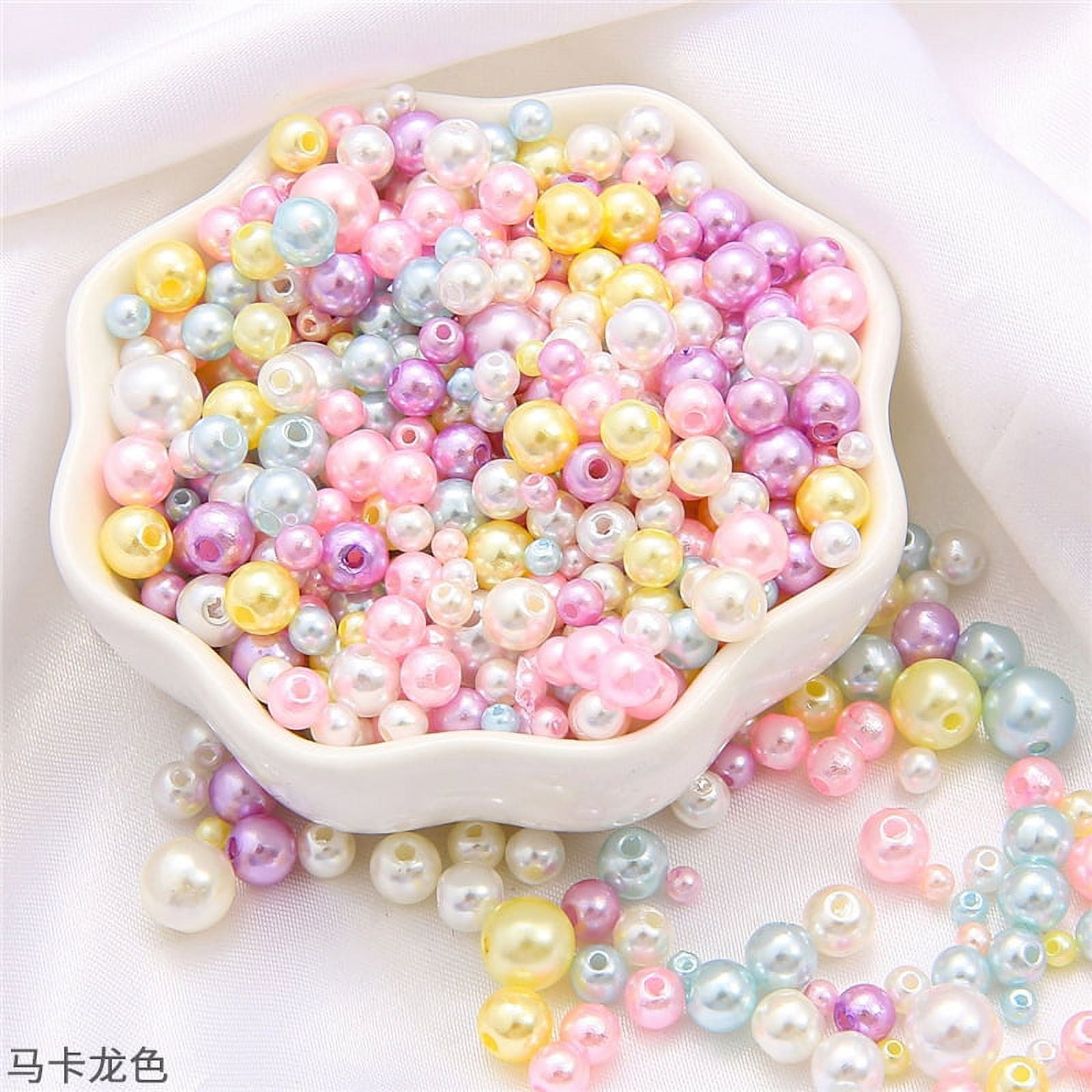 Feildoo ABS Faux Pearl Beads,750pcs 3-8mm Craft Beads Loose Pearls with  Holes for Jewelry Making Fake Pearl Beads for Bracelet Necklace DIY, Sewing