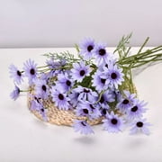 Feildoo Artificial Flowers, 12PCS Daisy Flower Silky Artificial Daisies Bouquet Fake for Home Office Wedding Decoration, Table Centerpieces Arrangement, Windowsill Décor, 9 Colors - Purple