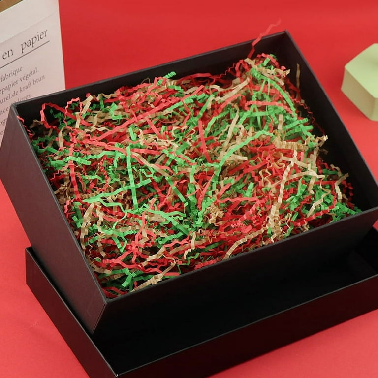 Feildoo Crushed Raffia Paper Confetti Wedding Birthday Christmas Gift Box  Filling Material Tissue Gift Wrapping-50g, B#Dark Green, PR3310 