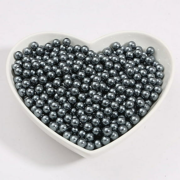 Feildoo Faux Pearl Beads 6mm Pearl Craft Beads Pearls with No Hole for Sewing Crafts, Decoration, Bracelet Necklace Jewelry Making, Vase Filler - 100g, Gray