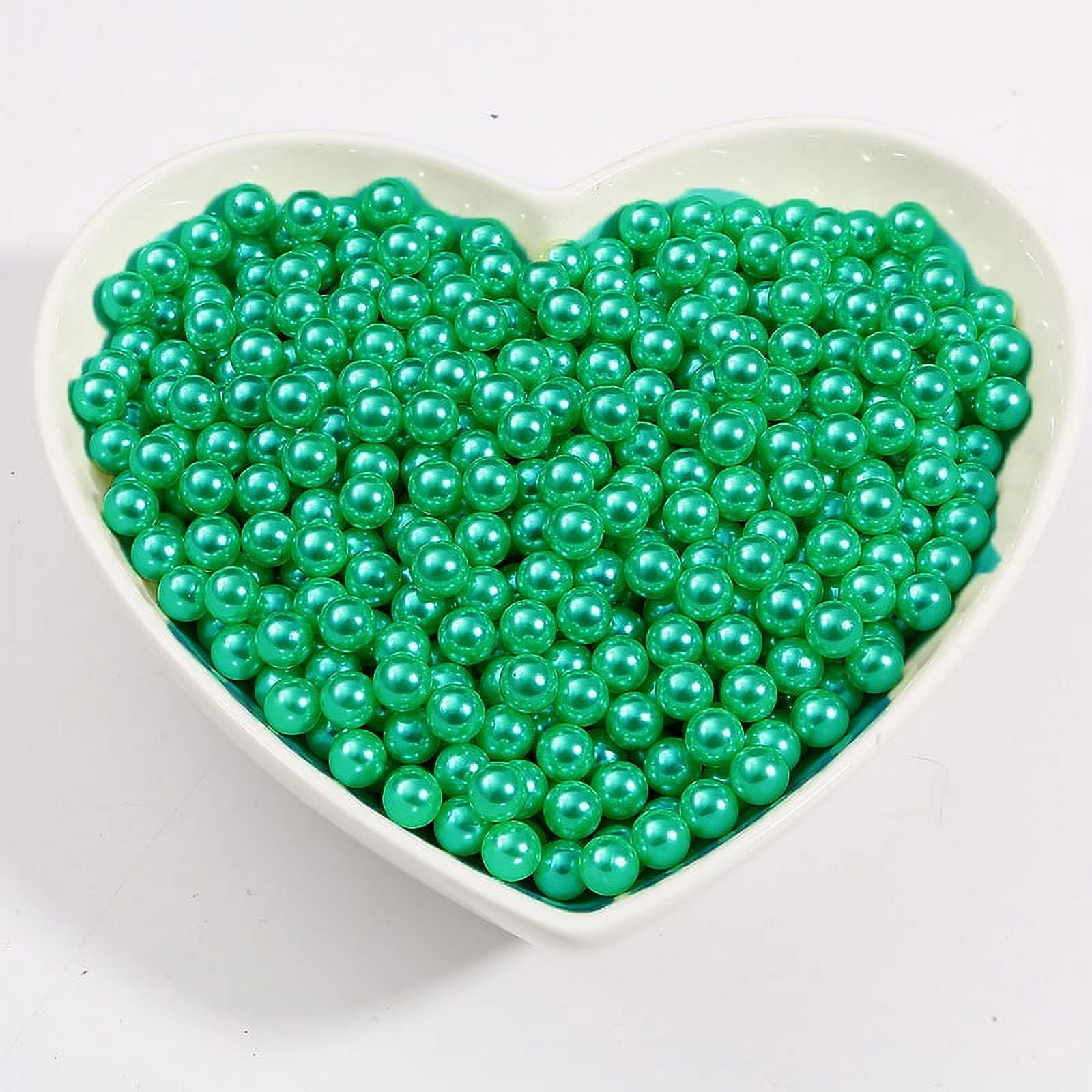 Feildoo Faux Pearl Beads for Crafts No Holes, Green Vase Filler Artificial Plastic Pearl Beads ...