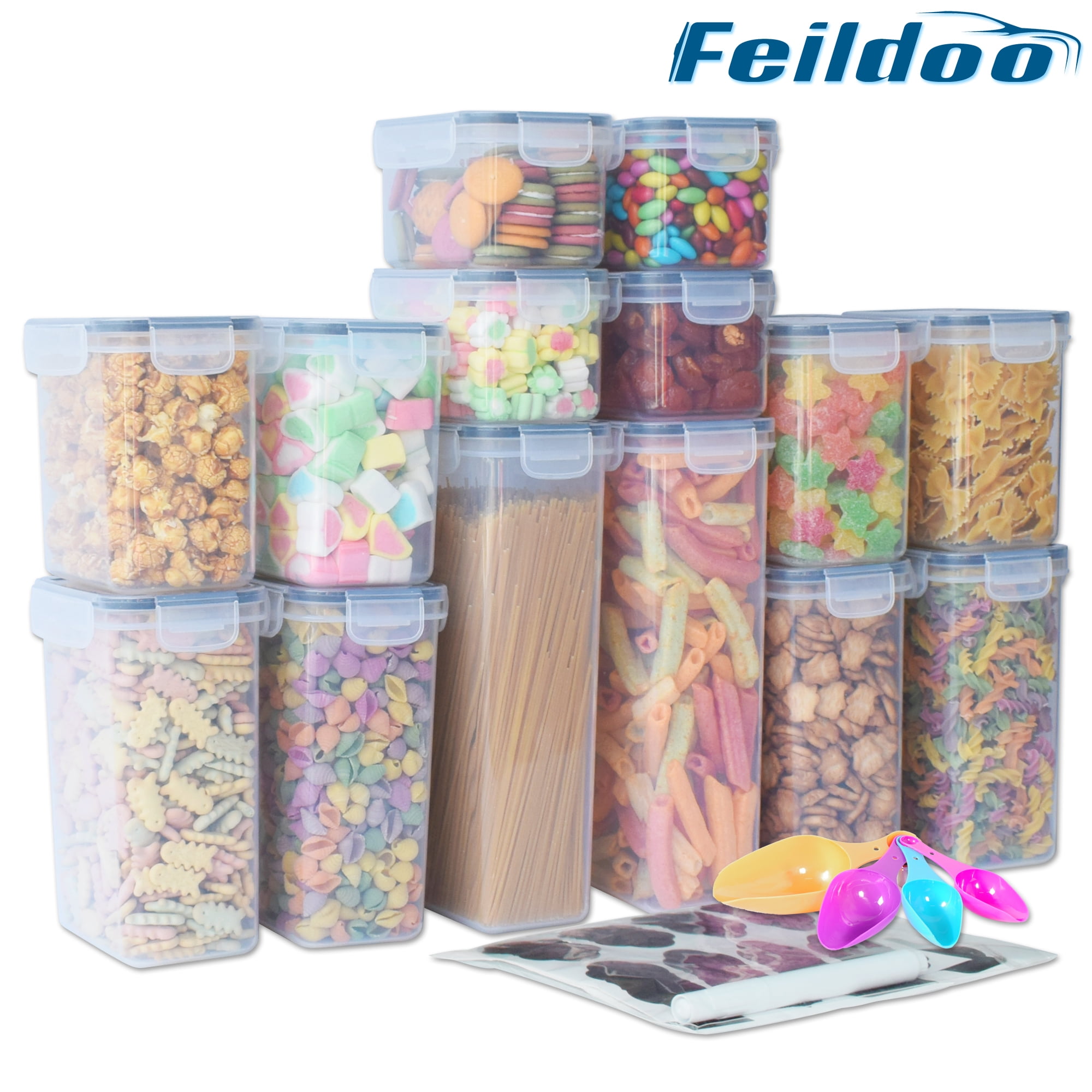 Feildoo Food Storage Containers With Lids28 Piece Set Clear Plastic