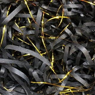 hanxiulin black crinkle cut paper shred filler, shredded paper for gift  baskets, crinkle paper for gift wrapping 