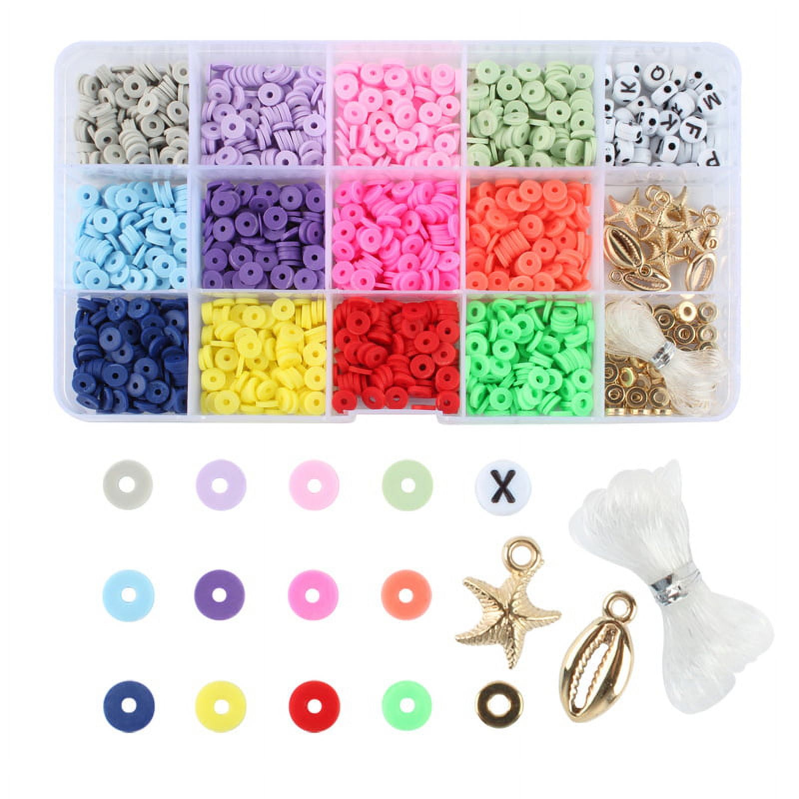 OCARDI 6615 Pcs Clay Beads Bracelet Making Kit,Beads for Jewelry Making Kit with Flat P