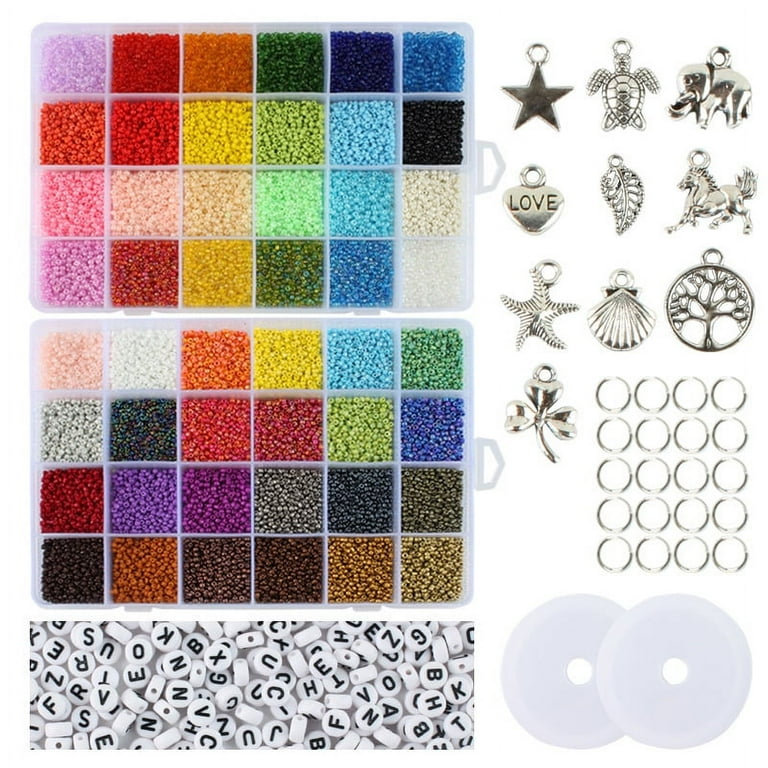 Feildoo Solid Color Small Rice Beads Glass Beads Beading Jewelry Accessories Set Diy Color Beads 2Mm Rice Bead Set