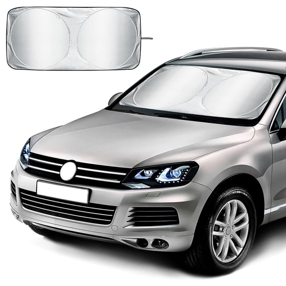 Feildoo Sunshade For Car Windshield, 210T Reflective Polyester Blocks Heat and Sun, Sun Shade Car Window UV Protector Shields Foldable & Keeps Vehicle Cooler, 68" x 35"