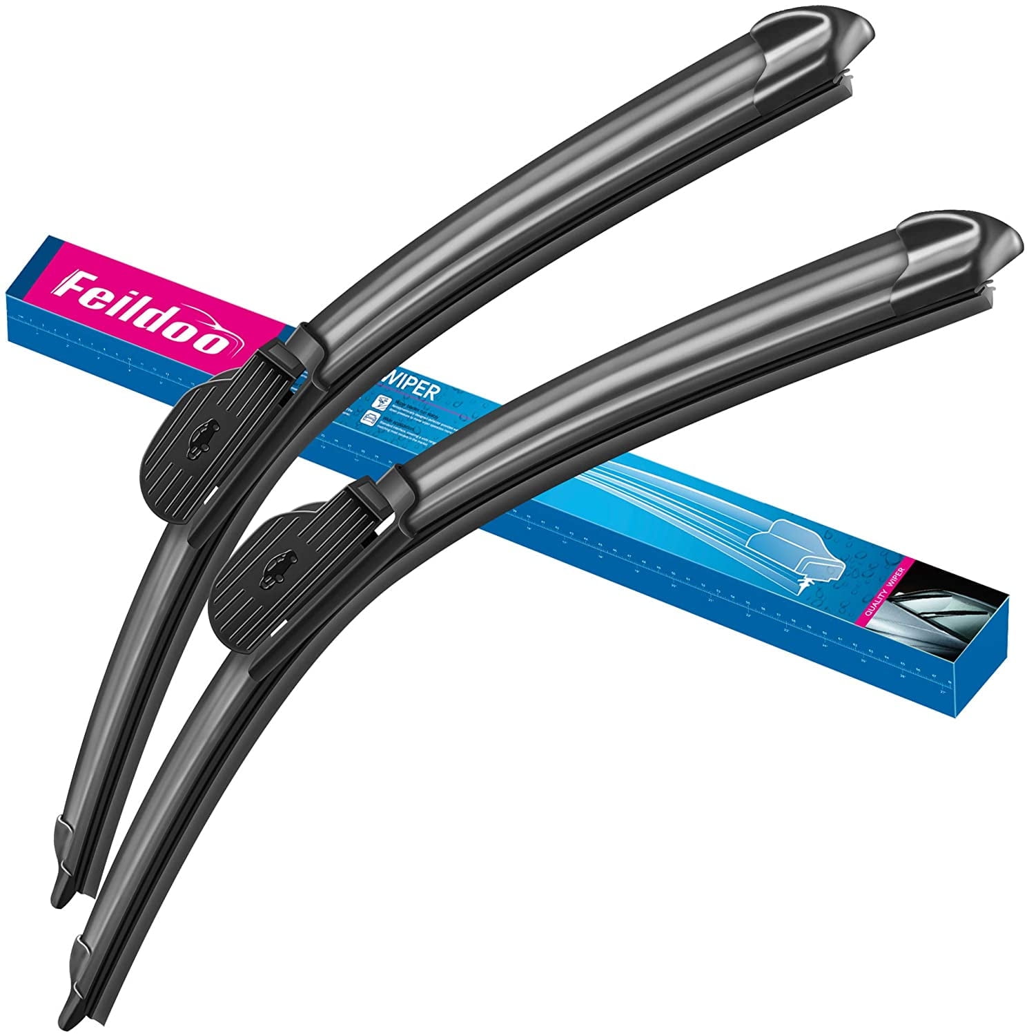 Feildoo Windshield Wiper Blades fit for Buick Verano 2014 26" + 24" Car Front Window Beam Bracketless Wiper Blade (SET of 2), NO0875N