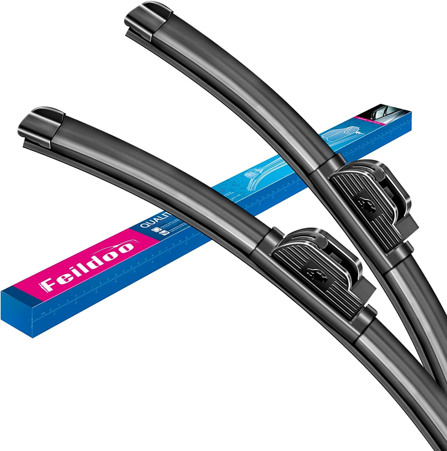 Feildoo Windshield Wiper Blades fit for Ford Fiesta 2012 24" + 16" Car Front Window Beam Bracketless Wiper Blade (SET of 2), NO1143N