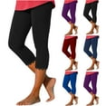 thumbnail image 1 of Feimerou Capri Leggings for Women 2025 Casual Summer Capri Pants Stretch Slimming Workout Yoga Pants Lace Floral Hem Leggings, 1 of 7
