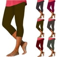 thumbnail image 1 of Feimerou Capri Leggings for Women High Waisted Tummy Control Knee Length Cropped Pants Casual Solid Cutout Yoga Legging Beach Pants, 1 of 7
