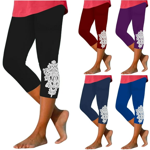 Feimerou Capri Leggings for Women Tummy Control Knee Length Capri Legging 2024 Trendy Summer Cropped Pants Casual Comfy Capris Sale