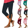 thumbnail image 1 of Feimerou Capri Leggings for Women Tummy Control Knee Length Yoga Leggings 2025 Summer Cropped Pants Casual Comfy Solid Hollow Out Capris Flash Deals, 1 of 8