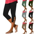 thumbnail image 1 of Feimerou Capri Leggings for Women Tummy Control Knee Length Yoga Leggings 2025 Summer Cropped Pants Casual Comfy Solid Hollow Out Capris Flash Deals, 1 of 8