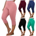 thumbnail image 1 of Feimerou Capri Pants for Women Casual Summer Plus Size Capri Leggings Soft Stretch Comfy Cute High Waisted Tummy Control Capris, 1 of 9