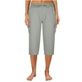 thumbnail image 1 of Feimerou Cargo Cropped Pants for Women Capris Bottoms Summer 4 Pockets Hiking Lightweight Cotton Athletic Joggers Capri Pants, 1 of 8