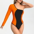 thumbnail image 1 of Feimerou Long Sleeve Swimsuit for Women One Shoulder Color Block Tummy Control Bathing Suits Sexy Cheeky Cute Monokini Swimwear, 1 of 4