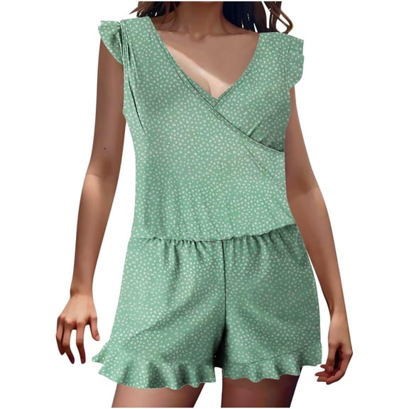 Feimerou One Piece Swimsuit for Women Modest Built In Bra with Boyfriend Shorts Tankini Swimsuits V Neck Ruffer Sleeve Beach Swimwear