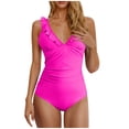 thumbnail image 1 of Feimerou One Piece Swimsuit Women Tummy Control High Waisted Sexy Ruffle V Neck Bathing Suits Back Cutout Slimming Push Up Monokini Swimsuits, 1 of 6