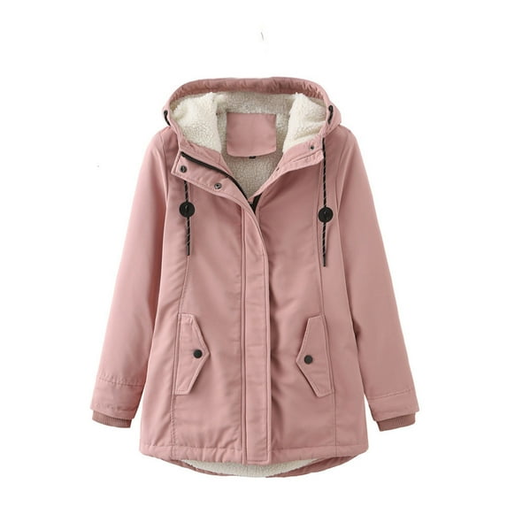 Feimerou Parkas for Women Winter Fleece Lined Thicken Warm Coats Hooded Zip Up Drawstring Windproof Faux Lamb Wool Jackets Savings