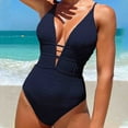 thumbnail image 1 of Feimerou Sexy One Piece Swimsuit for Women Deep V Neck Tummy Control Bathing Suits Push Up Padded High Cut Monokinis Swimwear Savings, 1 of 5