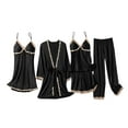 thumbnail image 1 of Feimerou Sexy Pajama Set for Women 5 Piece Satin Silk Pajama Set Lace Camisole Nightgown with Shorts Pants Robe Sleepwear Loungewear s, 1 of 3