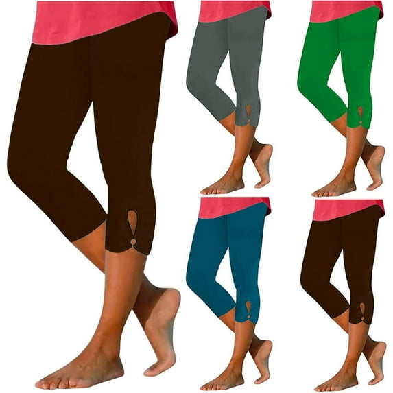 Feimerou Summer Capri Pants for Women Plus Size Knee Length Leggings High Waist Tummy Control Yoga Pants Lightweight Workout Leggings Deals Of The Week