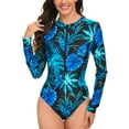 thumbnail image 1 of Feimerou Surfing Swimsuits for Women One Piece Long Sleeve Rash Guard Bathing Suits Sun Protection Printed Zipper Wetsuit Swimwear Valentine'S Day Gifts, 1 of 7