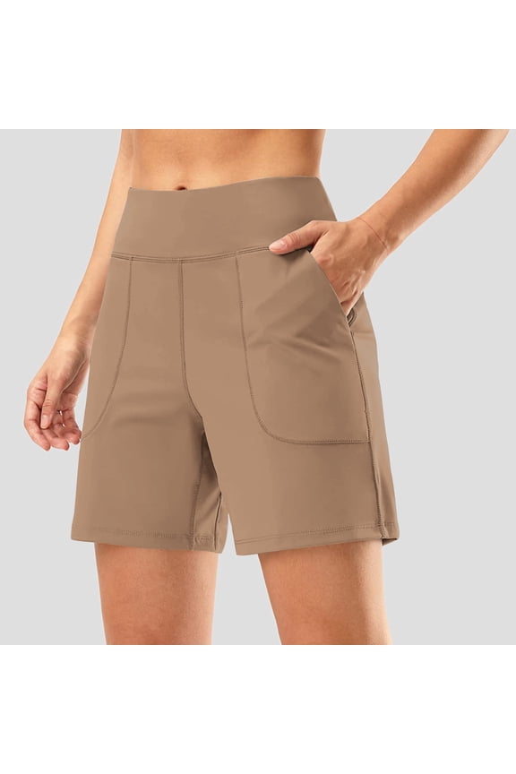 Women Biker Shorts with Pockets Tummy Control High Waisted Strech Yoga Shorts Running Workout Spandex Compression Shorts