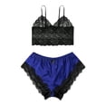 thumbnail image 1 of Feimerou Women Pajamas Sets Sleepwear Satin Silk Sexy Lace Camisole Shorts Nightwear Soft Solid Comfort 2 Piece Loungewear Sets Friday&nbsp;2024, 1 of 7
