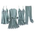 thumbnail image 1 of Feimerou Women Silk Pajamas Set Sexy Satin Nightgown 5pcs Built In Bras Camisole Pants Suits Soft Comfort Robes Loungewear Sleepwear Cyber and Monday Sales, 1 of 8