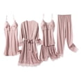 thumbnail image 1 of Feimerou Women Silk Pajamas Set Sexy Satin Nightgown 5pcs Built In Bras Camisole Pants Suits Soft Comfort Robes Loungewear Sleepwear Friday Deal, 1 of 3