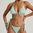 thumbnail image 1 of Feimerou Women String Bikini Set Tie Side Thong Sexy Halter Swimsuits 2 Pieces Bikinis Bathing Suits V Neck Sparkly Two Piece Swimsuit Deals Of The Week, 1 of 9