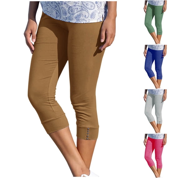 Feimerou Women's Capri Pants Summer Casual Cropped Beach Pants Capris Slim Fit High Waisted Soft Comfort Stretch Cropped Yoga Pants