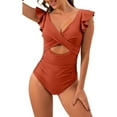 thumbnail image 1 of Feimerou Women's One Piece Swimsuit Ruffle Cutout Bathing Suits Slimming Tummy Control High Waisted Front Cross V Neck Wrap Swimsuits Swimwear, 1 of 5