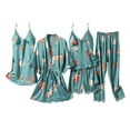 thumbnail image 1 of Feimerou Women's Silk Satin Pajamas Set 5 Pcs Floral Pjs Sets Loungewear Cami Top Built In Bras Soft Comfort Robe Pjs Pants Suits Friday Deal, 1 of 8