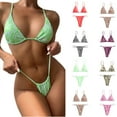 thumbnail image 1 of Feimerou Women's Triangle Bikini Sets Sexy V Neck High Waisted Bandeau Halter String Bikinis Swimsuits Two Piece Swimsuit Bathing Suits Valentine'S Day Gifts, 1 of 4