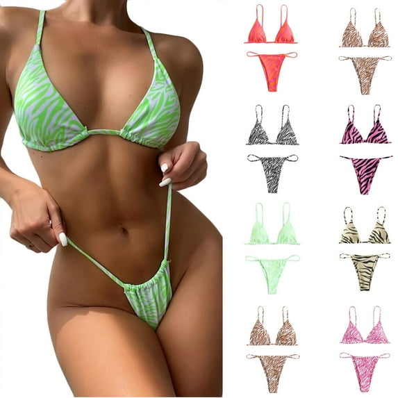 Feimerou Women's Triangle Bikini Sets Sexy V Neck High Waisted Bandeau Halter String Bikinis Swimsuits Two Piece Swimsuit Bathing Suits Valentines Day Gifts