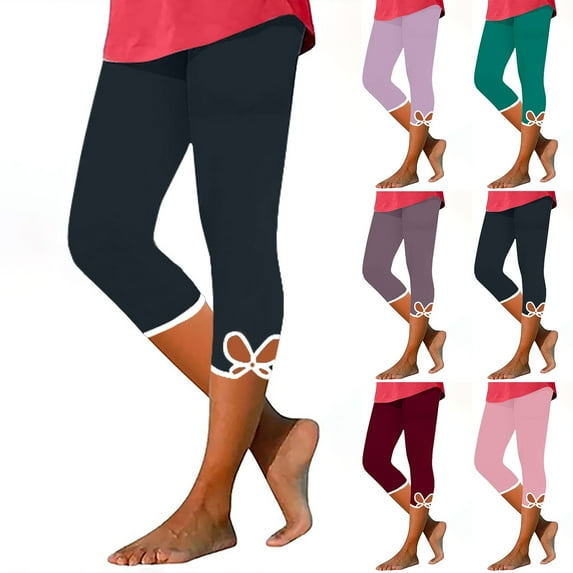 Feimerou Womens Capri Leggings 2025 Summer Plus Size Capris High Waisted Knee Length Casual Workout Yoga Capri Pants Beach Cropped Pants